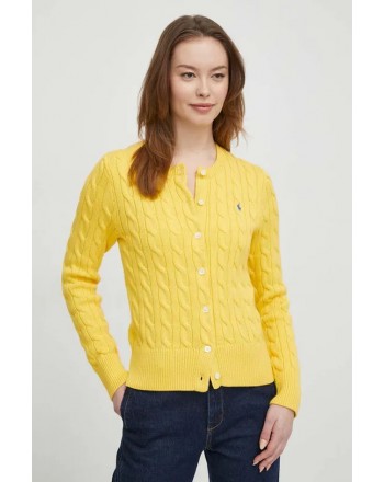 POLO RALPH LAUREN  - Beaded Cotton Cardigan  - Yellow