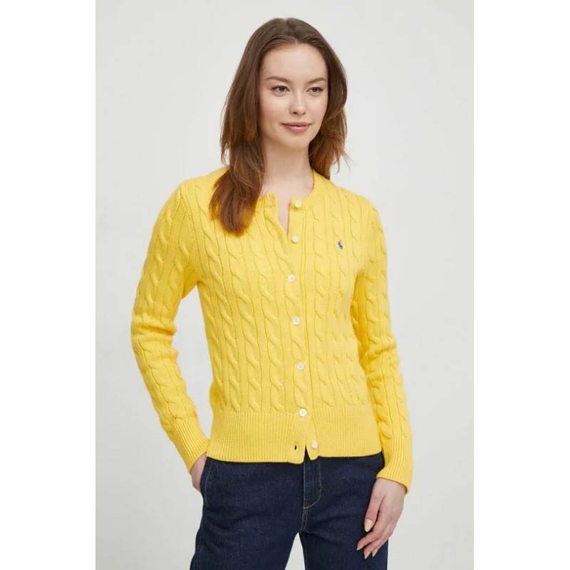 POLO RALPH LAUREN  - Beaded Cotton Cardigan  - Yellow