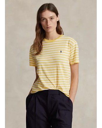 POLO RALPH LAUREN  - Striped Cotton T- Shirt- Yellow/White