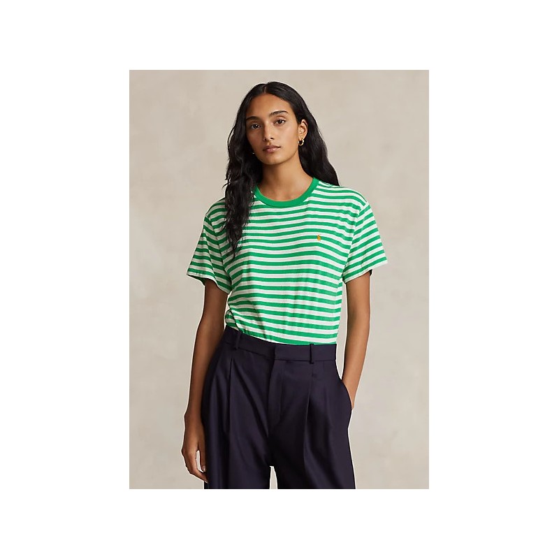 POLO RALPH LAUREN - T-Shirt in Cotone a Righe - Verde/Bianco