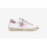 2 STAR  - White leather low-top sneakers with Lilac 