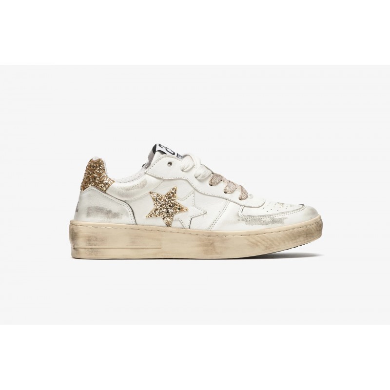 2 STAR - PADEL STAR Sneakers  - White/Glitter Gold