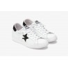 2 STAR  - LOW White Leather Sneakers with GLITTER Detail -