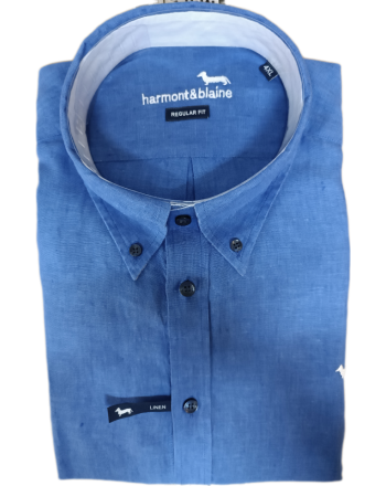 HARMONT AND BLAINE - Camicia in Lino  - Blu Notte