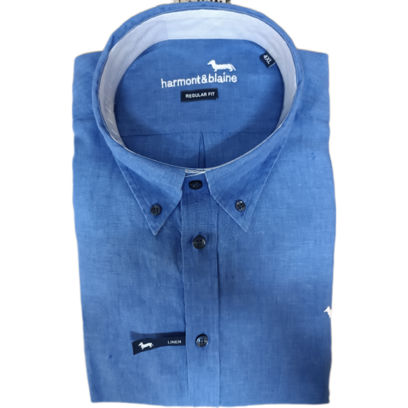 HARMONT AND BLAINE - Linen Shirt - Night Blue