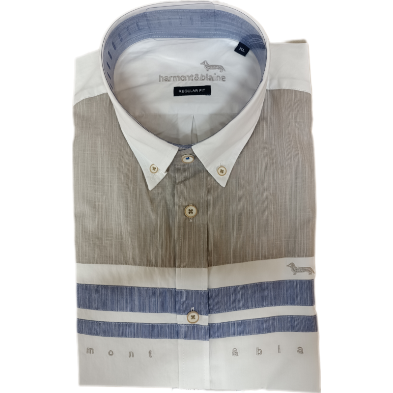HARMONT AND BLAINE - Camicia in Lino a Righe  - Bianco