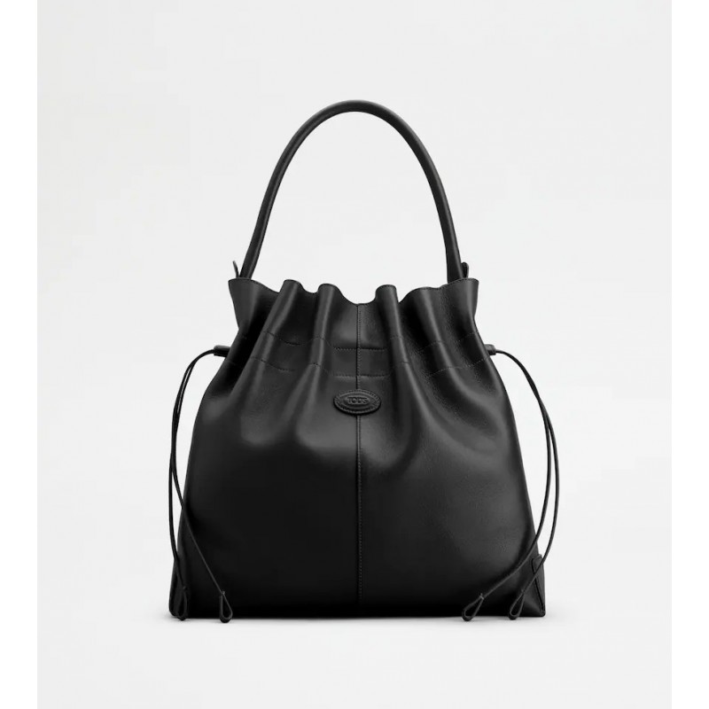 TOD'S Leather Coulisse Sac Bag - Black