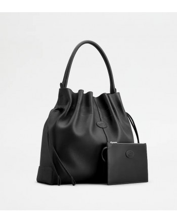 TOD'S - Borsa Sacca Coulisse in Pelle - Nero