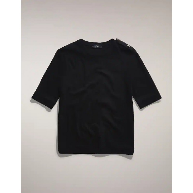 FAY - Piquet T-Shirt - Black