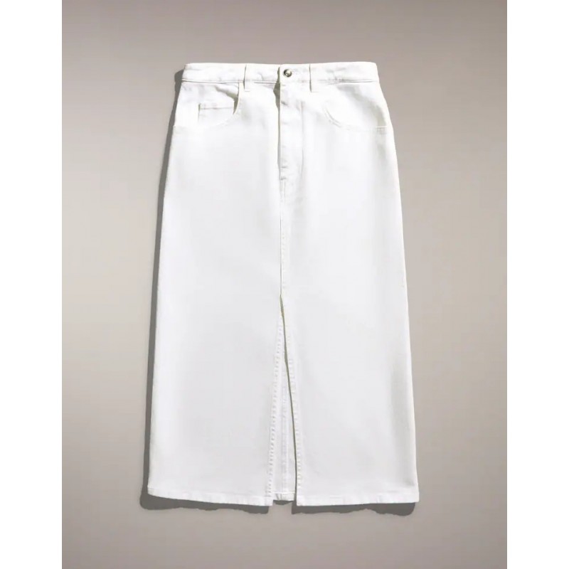 FAY - Cotton Drill Long Skirt - White