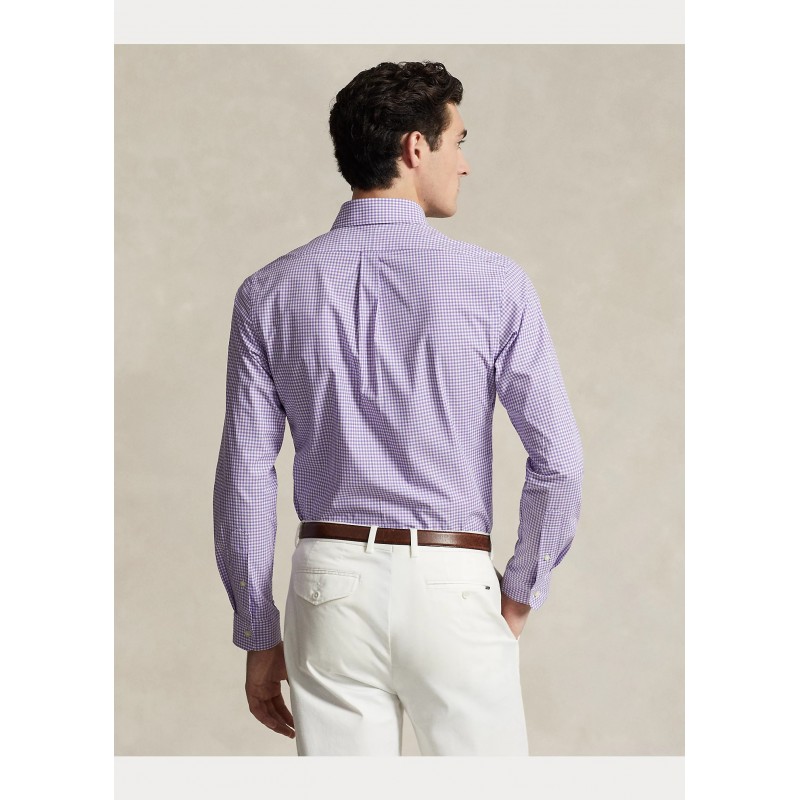 POLO RALPH LAUREN  - Square Patterned Stretch Shirt - Lavender/White