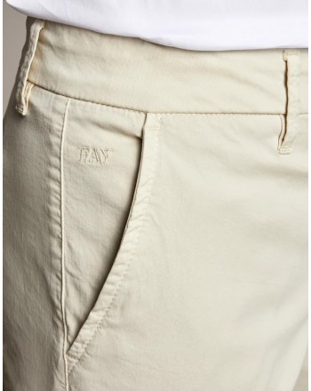 FAY - Smooth Satin Chino Trousers - White