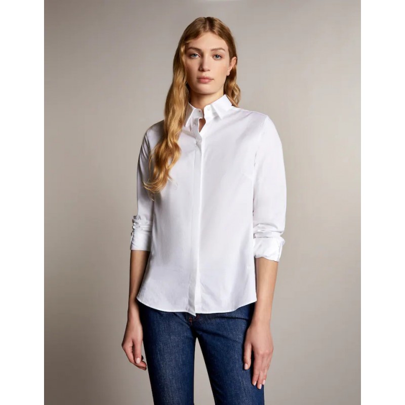 FAY - Camicia Slim Fit in Popeline di Cotone - Bianco