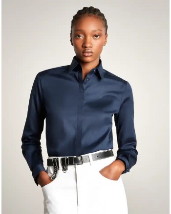 FAY - Slim Fit Cotton Popeline  Shirt - Navy Blue