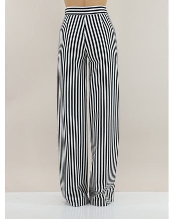 GAELLE - Striped Trousers - White/Black