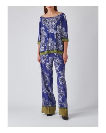 ETRO - Silk Patterned Trousers - Blue