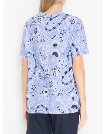 ETRO - T-Shirt in Cotone a Stampa Paisley - Azzurro
