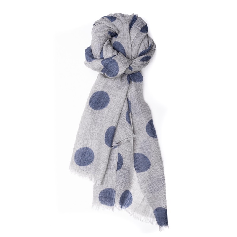 CAMERUCCI - Stole Ortensia with polka dots - Grey Avion