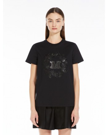 MAX MARA - ELMO Embroidered Cotton T-Shirt - Black