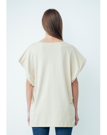 GAELLE - Logo and Coulisse T-Shirt - Sand
