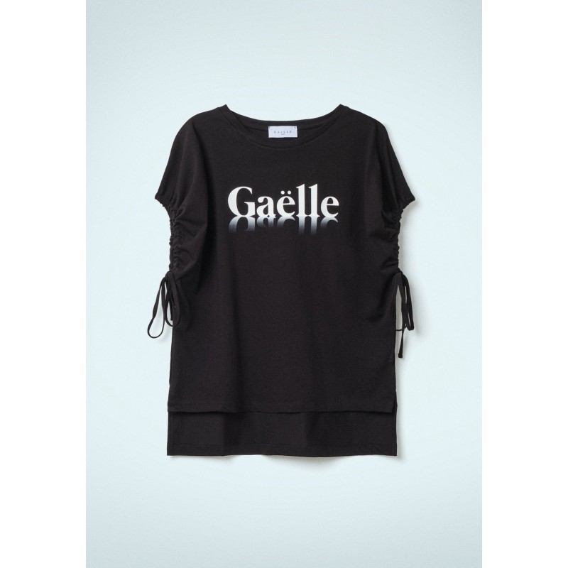 GAELLE - T-Shirt con Logo e Coulisse - Nero