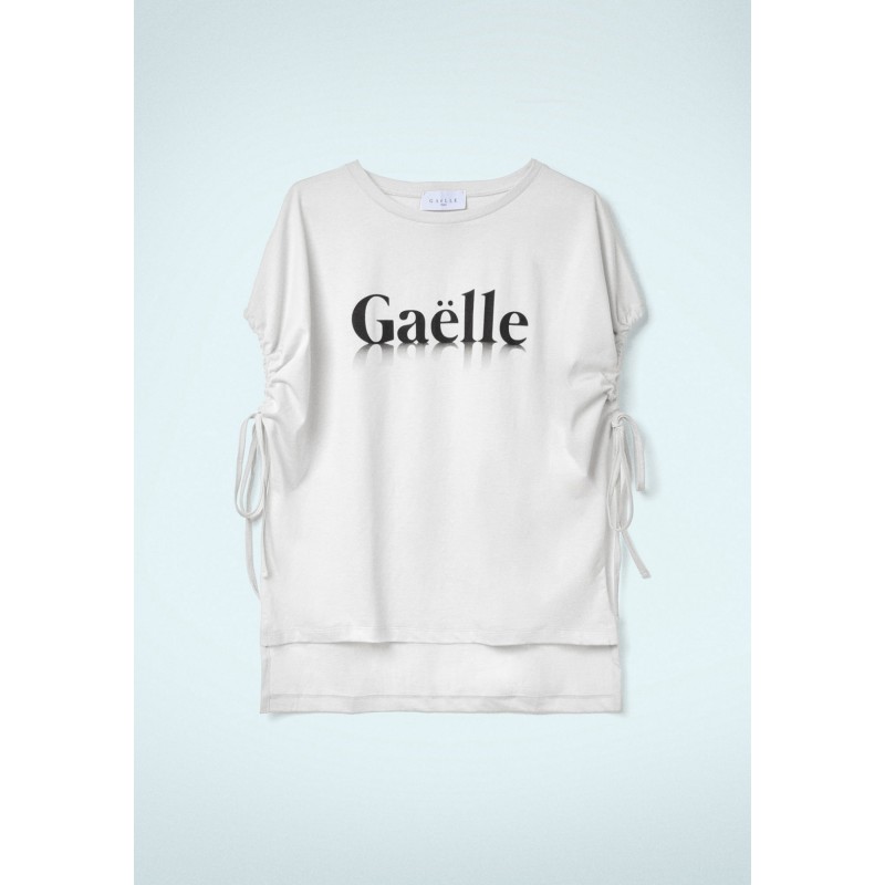 GAELLE - - T-Shirt con Logo e Coulisse - Bianco