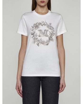 MAX MARA - T-Shirt in Cotone con Ricamo ELMO - Fondo Bianco