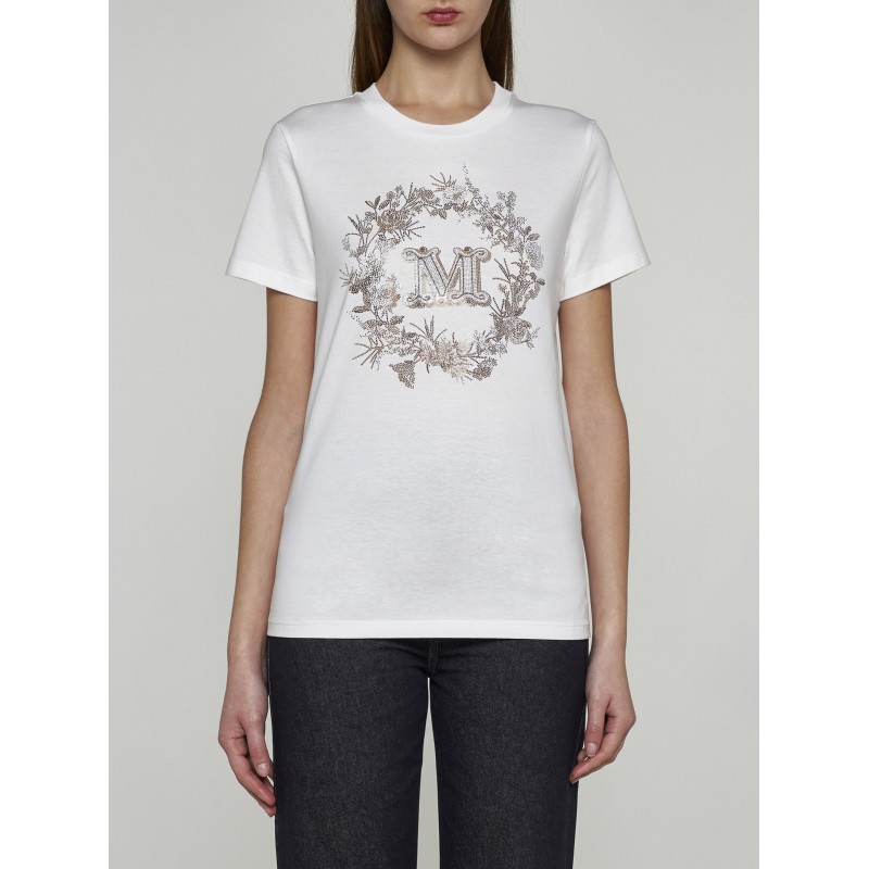 MAX MARA - ELMO Embroidered Cotton T-Shirt - White Background