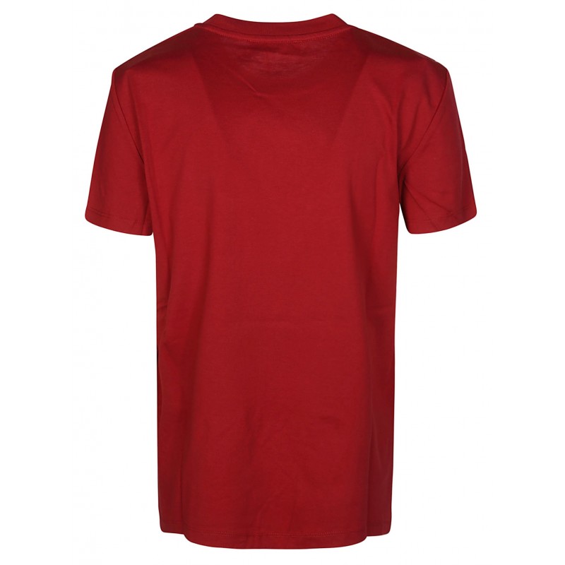 MAX MARA - T-Shirt in Cotone con Ricamo  e Taschino ELMO - Rosso/Oro
