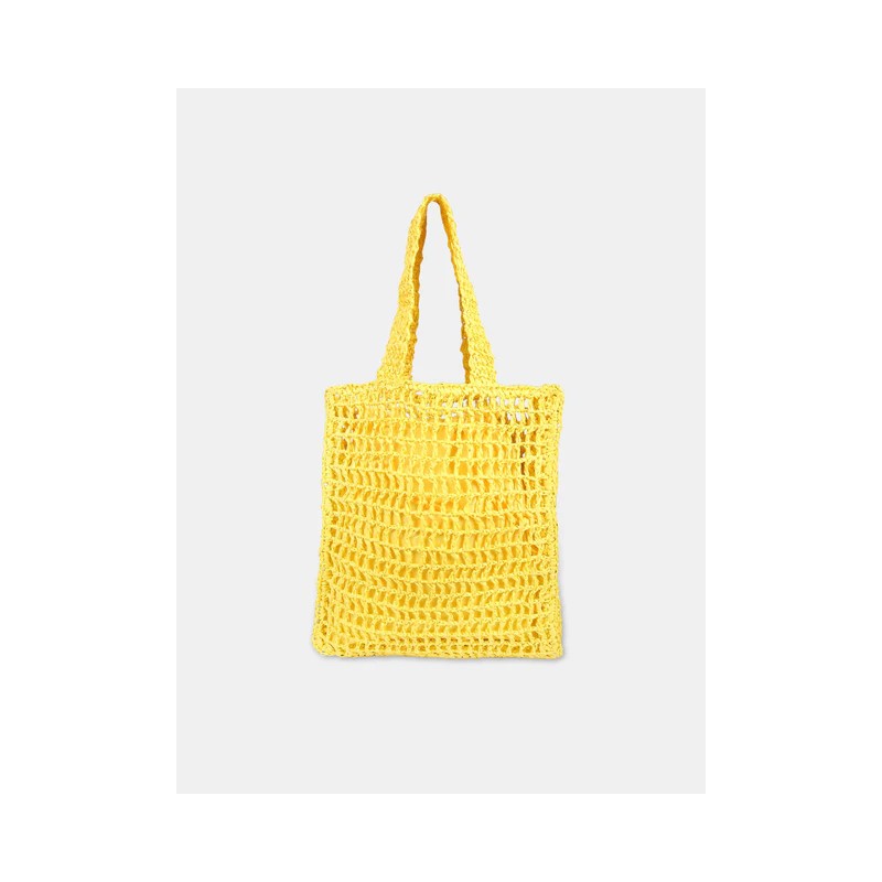 MSGM KIDS - Rafia Bag with Logo - Yellow