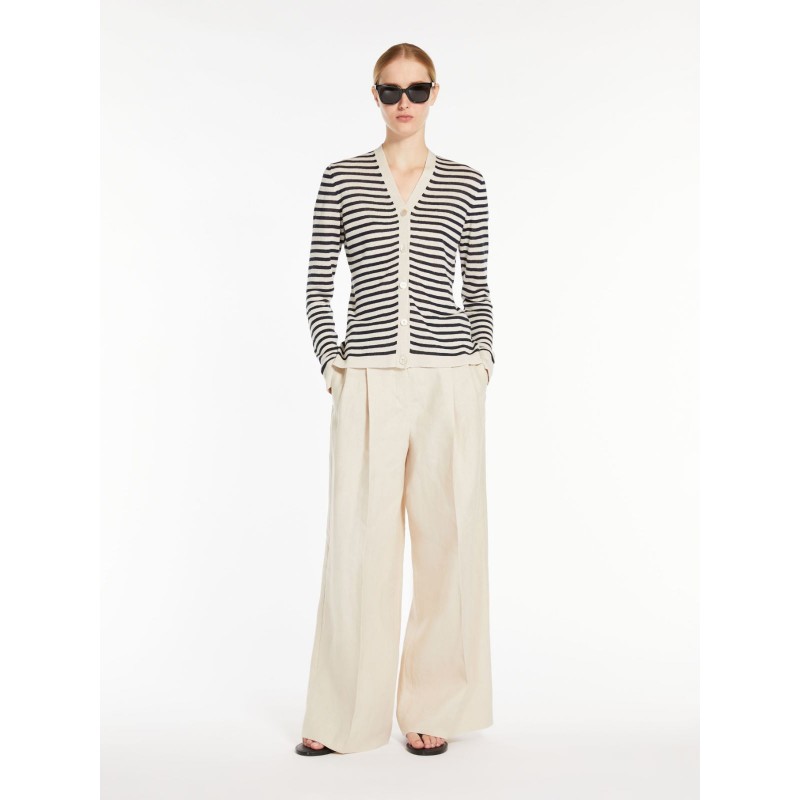 S MAX MARA  - LETTERA Linen Cardigan Knit- Small Stripe