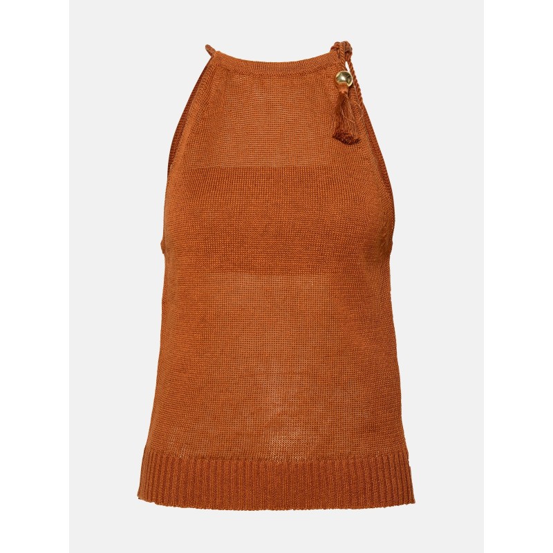 MAX MARA - MORIANA Blended Linen Top - Leather