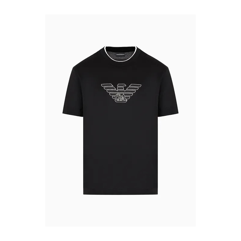 EMPORIO ARMANI - T-Shirt in Jersey Logo a Rilievo - Black