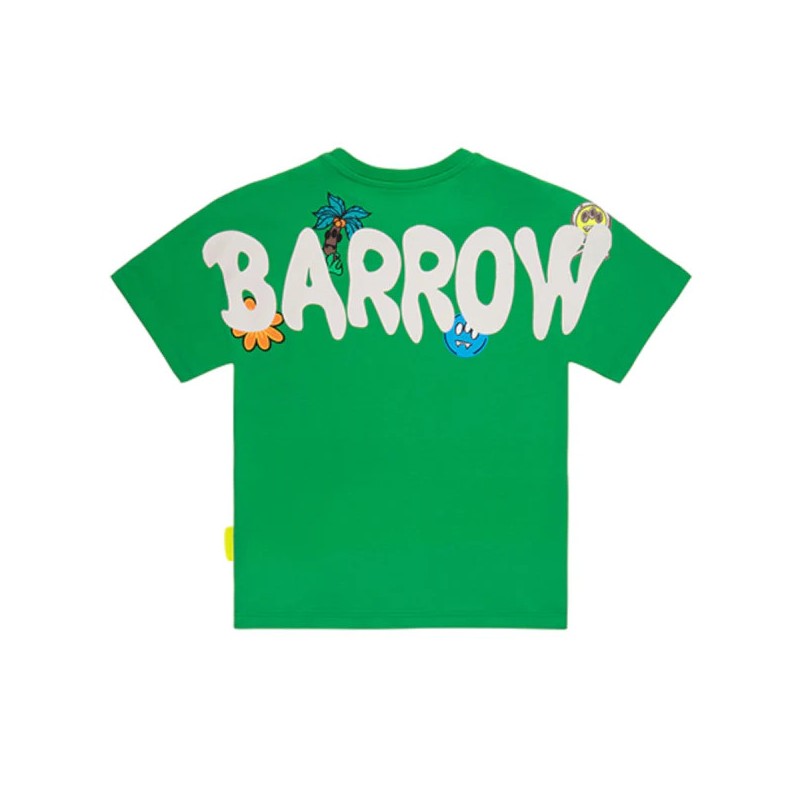 BARROW KIDS - T-Shirt in Cotone con Stampa - Fern Green