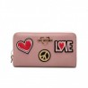 LOVE MOSCHINO - Zip Around Wallet with Peace and Love Patches - Pink
