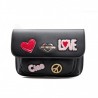 LOVE MOSCHINO - Ecoleather  Fanny Pack with Love and Peace Patches - Black