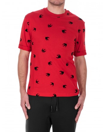 MCQ BY ALEXANDER MCQUEEN - Swallows Cotton T-Shirt - Cadillac Red