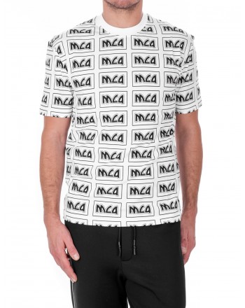 MCQ BY ALEXANDER MCQUEEN -  T-Shirt in cotone con Logo in stile Metal Repeat - Bianco