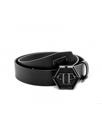 PHILIPP PLEIN - Logo Leather Belt - Black