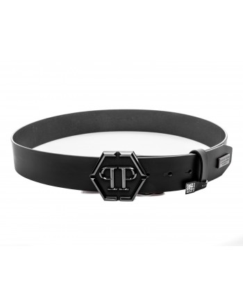 PHILIPP PLEIN - Logo Leather Belt - Black