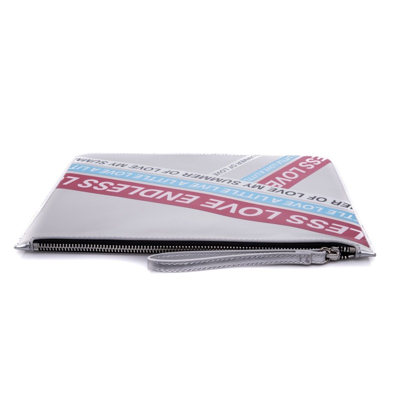 PINKO - INVENTI leather envelope bag - Argento/Fucsia