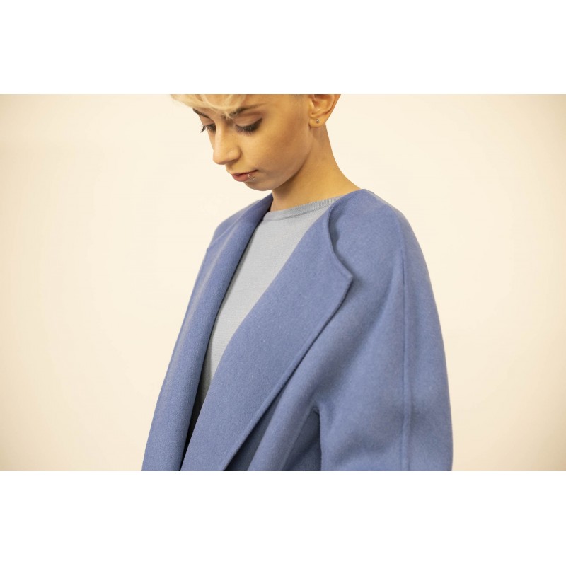 'S MAX MARA - DADACI Wool Coat with Belt - Intense Sky