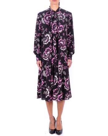 MCQ BY ALEXANDER MCQUEEN - Floral printed Cotton Dress with Bow - Black