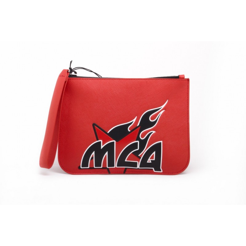 MCQ BY ALEXANDER MCQUEEN -  Leather MEDIUM POUCH - Riot Red