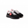 LOVE MOSCHINO - Heart Patch  Leather and Fabric Sneakers  - Black