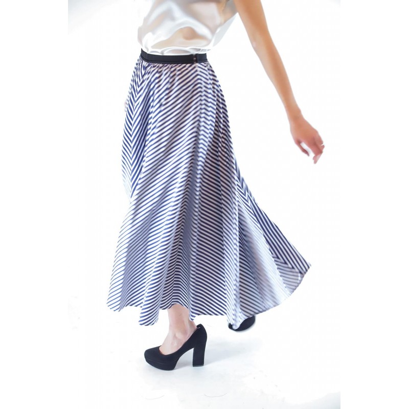 ANTONIO MARRAS - Wide cotton skirt - White/Blue