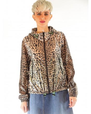 PINKO - Leopard Print Rainproof Jacket - Black/Beige