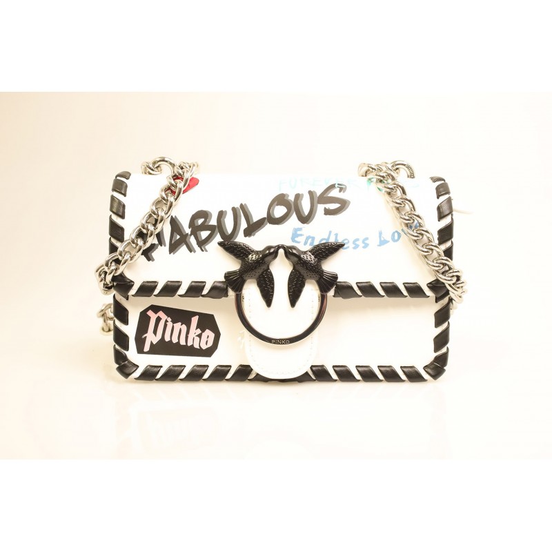 PINKO - LOVE FABULOUS Leather Bag - White
