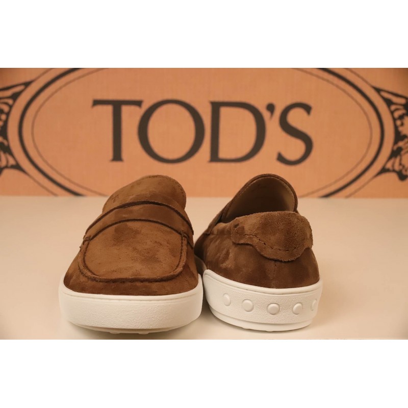 TOD'S -  Suede Loafers with Rope details - Brown
