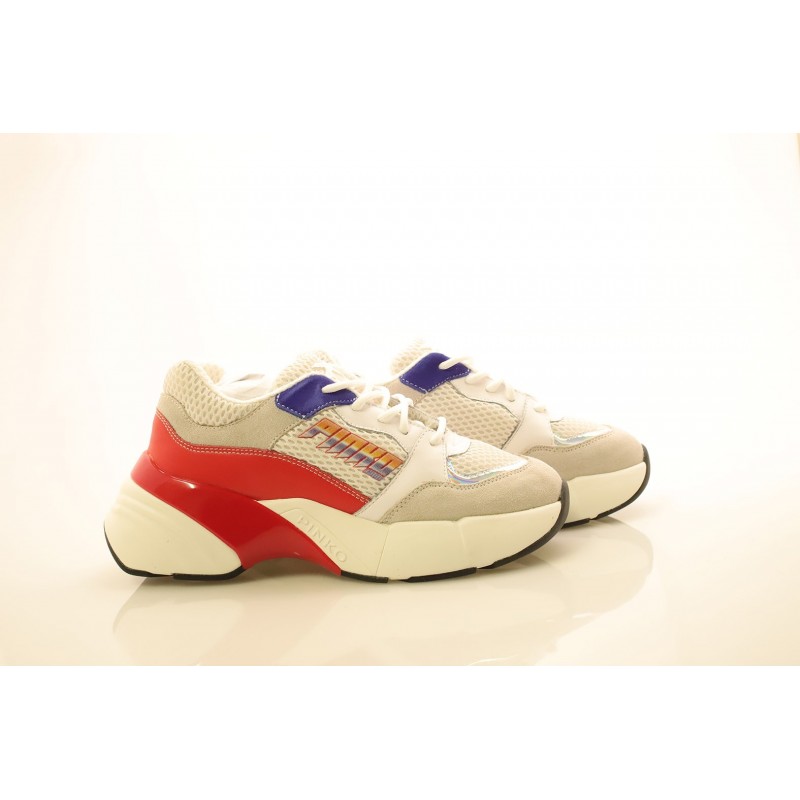PINKO - Technical Fabric Sneakers - White/Red/Blue
